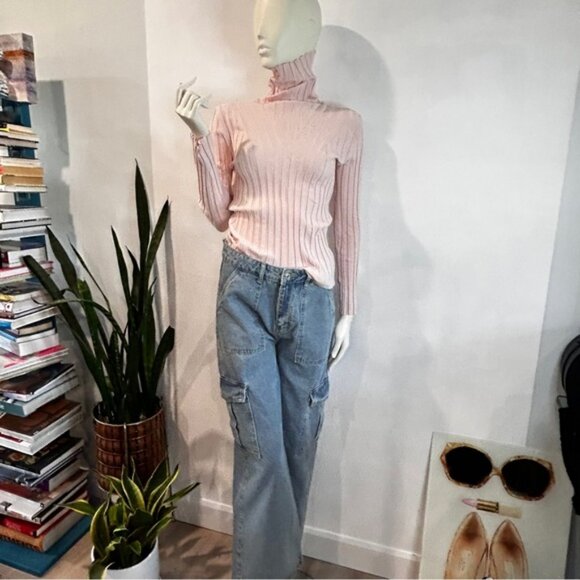 Vintage Wayne Rogers Silk Blend Ribbed Knit Turtleneck - Picture 2 of 12